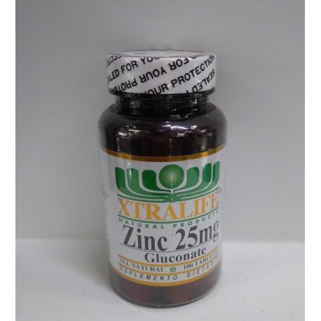 ZINC 25MG GLUCONATE (FARMACUNDINAMARCA) XTRALIFE FRASCO *100 TABLETAS