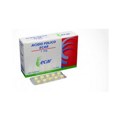 Ácido Fólico 1 mg ( ENVIOS REGIONALES Y NACIONAL) Caja*250 Tabletas - Laboratorios Ecar